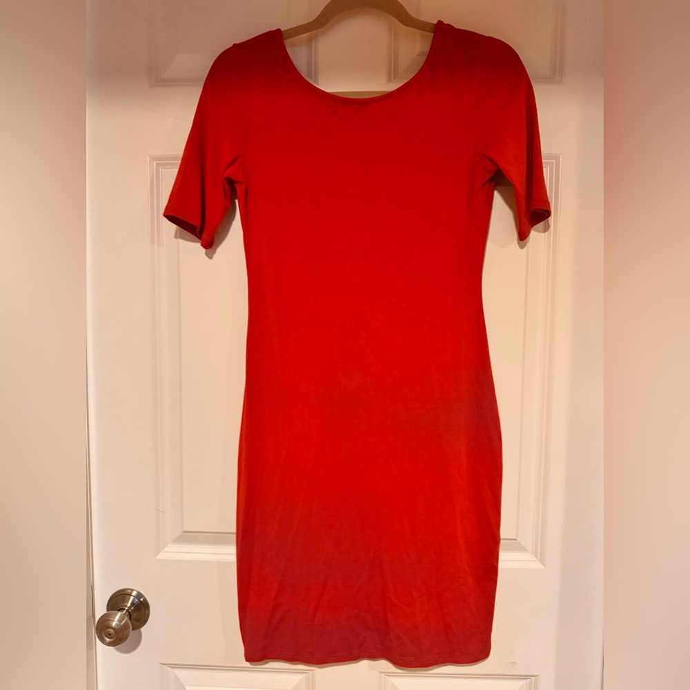 Lulus Red Fitted Short Sleeve Dress Size Medium | Made in US